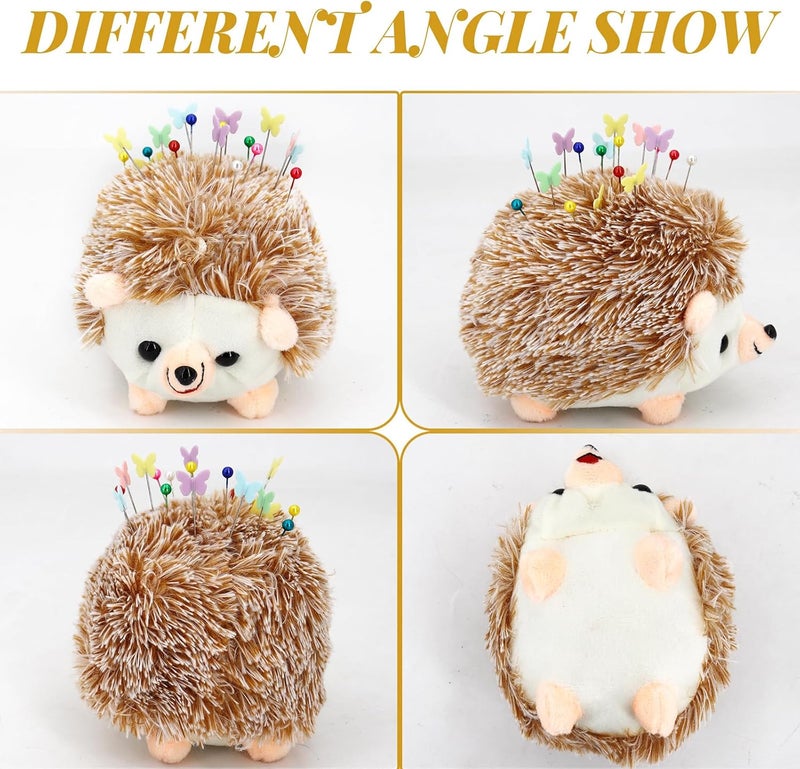 SolidGnik 2 Hedgehog Sewing Pincushion with 200 Pieces Sewing Pins Set for Sewing DIY Projects Jewelry Decor Dressmaker - Image 3